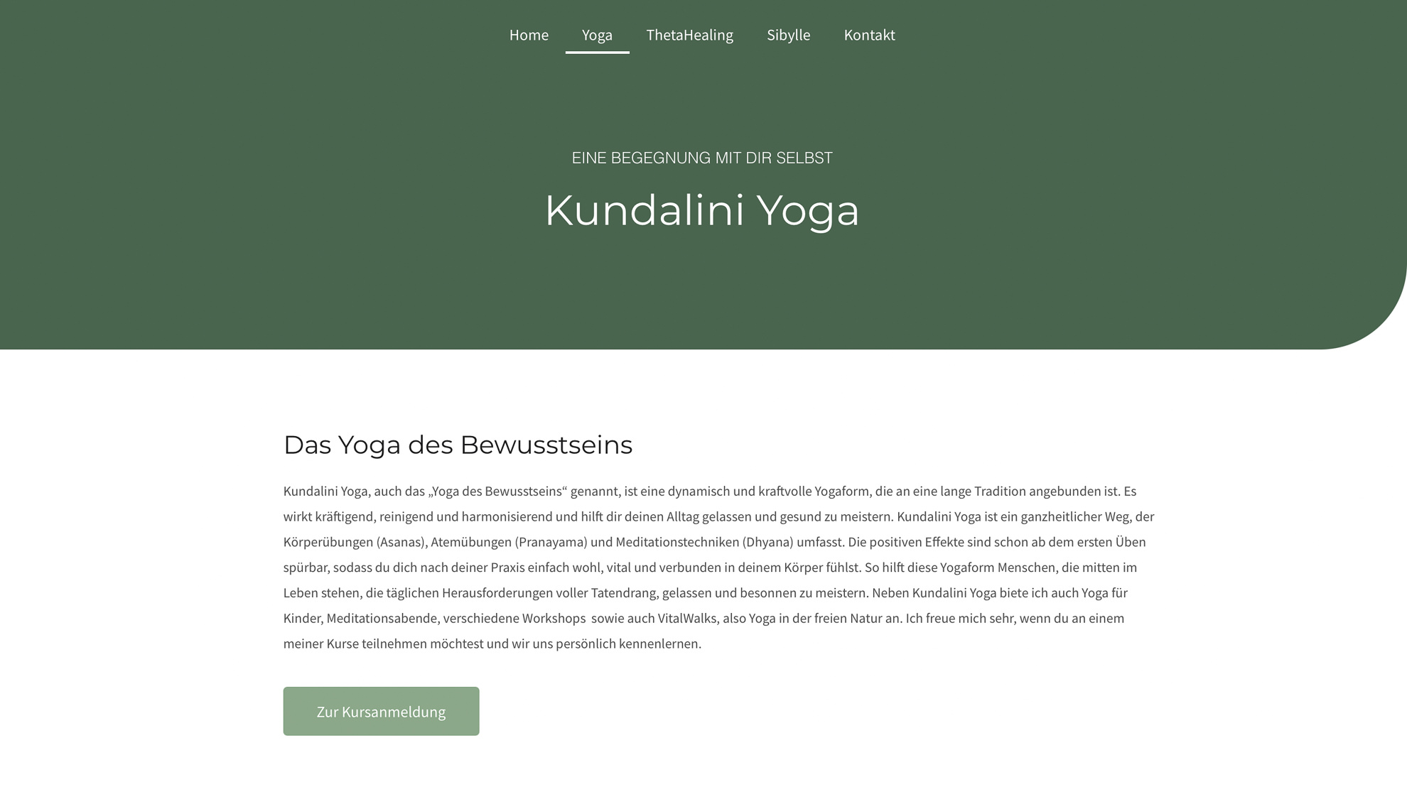 Webdesign für Yoga Website von Oh Nord Website Studio in Straubing
